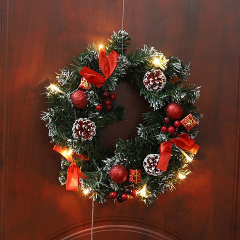 Couronne de Noël LED pour porte