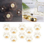 10pcs Geometric Polished Tealight Candle Holder Table Top Centerpiece Weddings Events Parties Dinner Table Decor - Gold